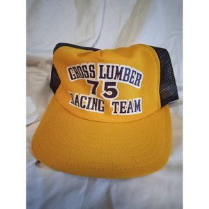 VTG Nascar 75 Racing Team Cap AJD Snapback Hat Mesh Trucker Gross Lumber Yellow
